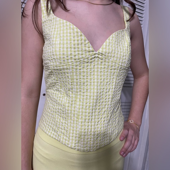 NWT ZARA Corset top with a sweetheart neckline and wide straps. lime zip.SIZE S - Picture 8 of 17